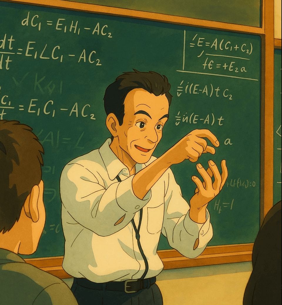 AI Teacher Assistant explaining concepts at a chalkboard